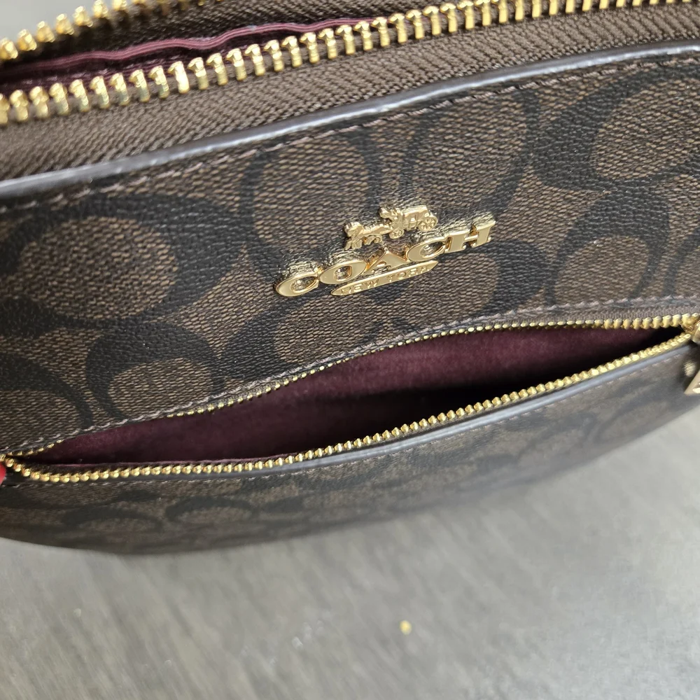 Coach Brown and Red Signature Crossbody Bag - Picture 4 of 11